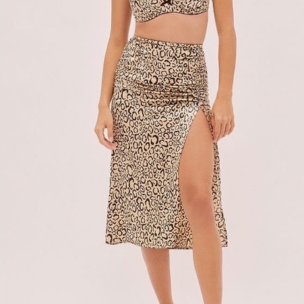 FOR LOVE AND LEMONS Leopard Frankie Midi Skirt